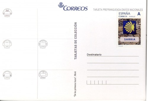 Tarjeta prefranqueda del Camino de Santiago. De las primeras luces. Reverso. Sarria. Baja.jpg