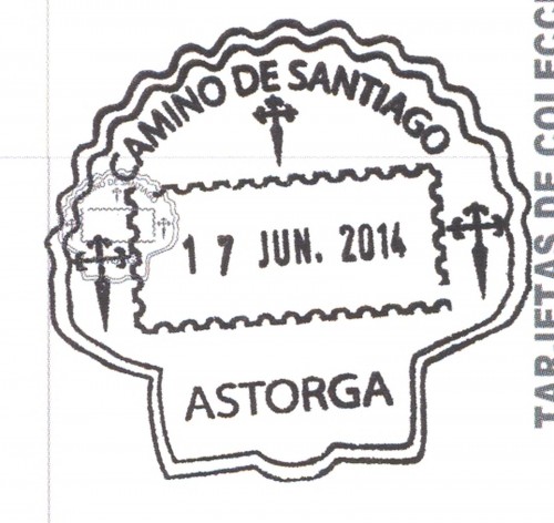 Tarjeta prefranqueda del Camino de Santiago. Reverso. Astorga. Matasello. Alta.jpg