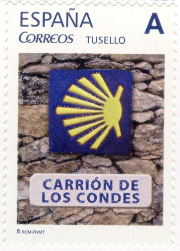 Tarjeta prefranqueda del Camino de Santiago. Sello personalizado. 2014. Carrión de los Condes. Alta.jpg