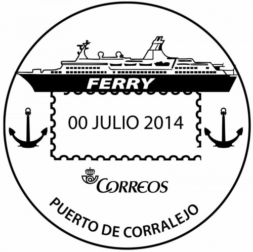 Matasellos turístico. 2014. Canarias. Puerto de Corralejo. Boceto. Alta.jpg