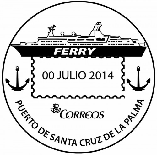Matasellos turístico. 2014. Canarias. Puerto de Santa Cruz de la Palma. Boceto. Alta.jpg