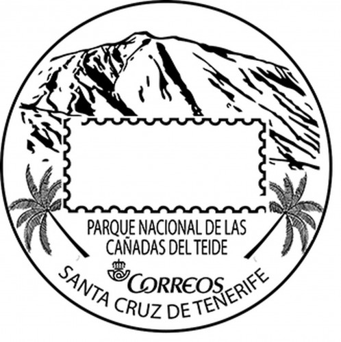 Matasellos turístico. 2014. Canarias. Parque Nacional de las Cañadas del Teide. Santa Cruz de Tenerife. Boceto. Corregido. Alta.jpg