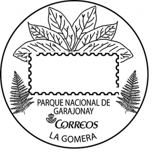 Matasellos turístico. 2014. Canarias. Parque Nacional de Garajonay. La Gomera. Boceto. Alta.jpg