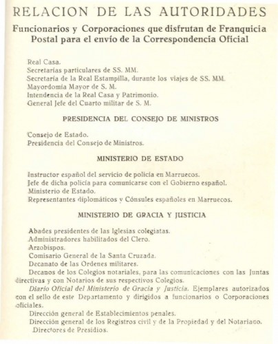 Relación de franquicias. Octubre de 1924. El Consultor Postal. Página 01. Alta.jpg