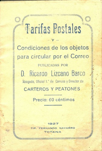 Tarifas postales. Ricardo Lizcano. 1927. Baja.jpg