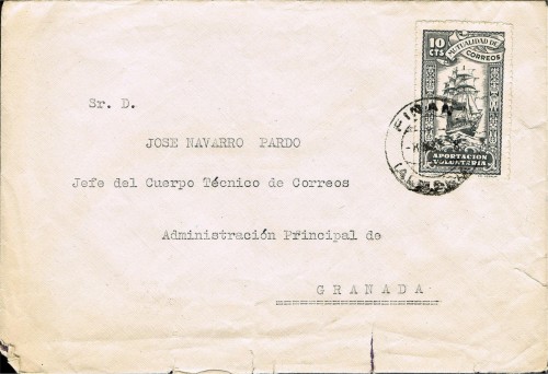Carta circulada de Fiñana (Almería ) a Granada.