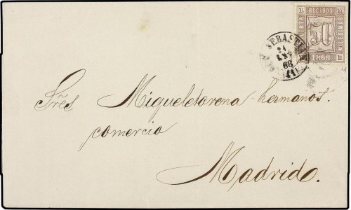 Postal1868SEBASTIAN-MADRIDCirculadaconsellodeRECIBOSde20milsvioletaMatRC41yfechadorde.jpg
