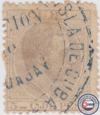 1884-61 CUBA ESPAÑA 5c CON MARCA DE TELEGRAFOS DE GUANAJAY. NO CATALOGADA.jpg