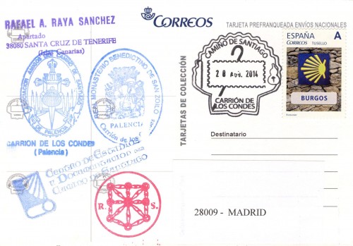 Tarjeta prefranqueada del Camino de Santiago. 2014-08-28. Carrión de los Condes. Rafael Raya. Baja.jpg
