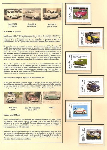 página de filatelia dedicada al seat 600