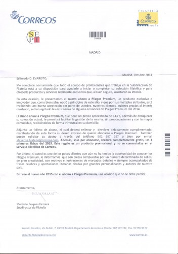 Subdirección de Filatelia. 2014-10. Abono a los Pliegos Premium 2015. Carta. Baja.jpg