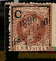 FILIPINAS. Emisión Alfonso XIII 1898 con la sobrecarga de &quot;Zamboanga&quot;. 1 MILESIMA