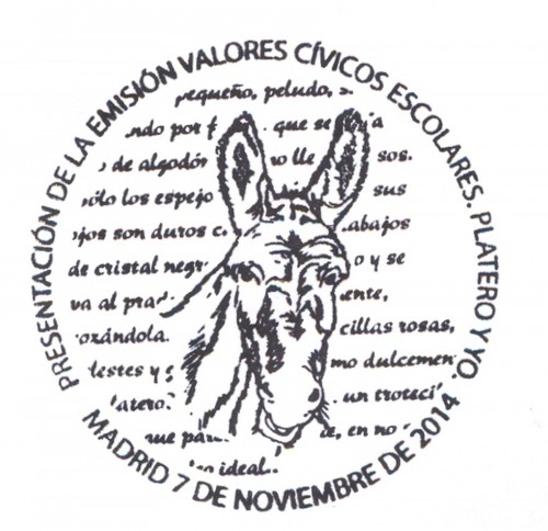 2014-11-07. Valores Cívicos Escolares. Lectura. Platero y yo. Presentación. 2014-11-12. Matasellos. Baja.jpg