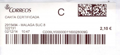 Etiqueta térmica digital. 322131. 2915494 - Malaga Suc 8. Carta certificada. 2,10. 2014-12-02. 10.47. Baja.jpg