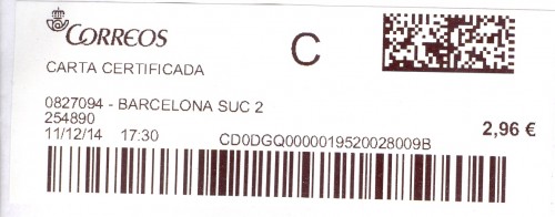 Etiqueta térmica digital. 0827094 - Barcelona Suc 2. 254890. Carta certificada. 2,96. 2014-12-11. 17.30.jpg