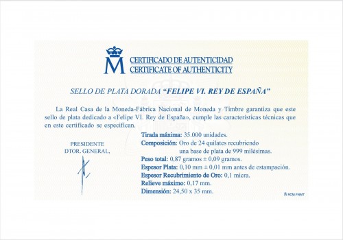 2015-01-19. Serie básica. Prueba de Artista. Oro, sin placa. Certificado. Boceto. Baja.jpg