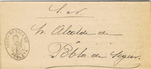 Fuera de Valija de POBLETA a Pobla de Segur 25 Agosto de 1904