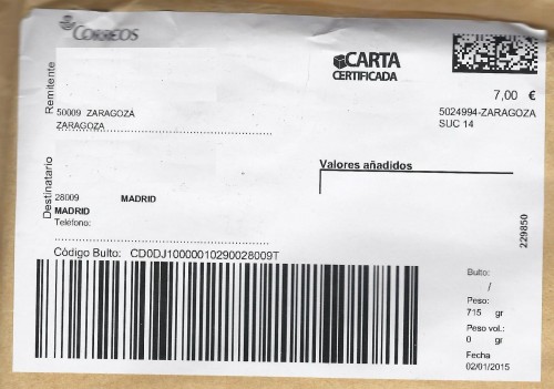 Etiqueta térmica digital. Grande. Carta certificada. 5024994-Zaragoza Suc 14. 229850. 7,00. 2015-01-02. Baja.jpg