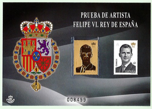 2015-01-19. Serie básica. Prueba de Artista. Oro, con placa. Número 8499.jpg