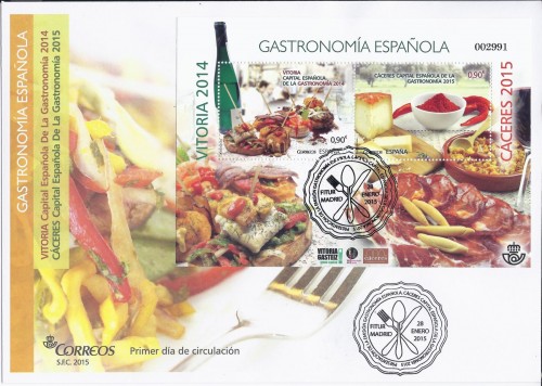 2015-01-28. Capital Gastronomía. Vitoria y Cáceres. Presentación. 30-01-2015. Sobre matasellado. Baja.jpg