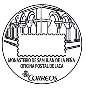 Matasellos turístico. 2015-02. Monasterio de San Juan de la Peña. Jaca (Pirineos, 8), Huesca.jpg