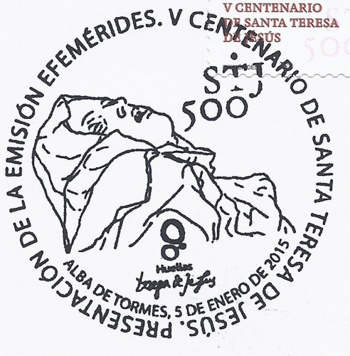 2015-01-05. V Centenario de Santa Teresa de Jesús. Presentación. 13-02-2015. Matasellos. Baja.jpg