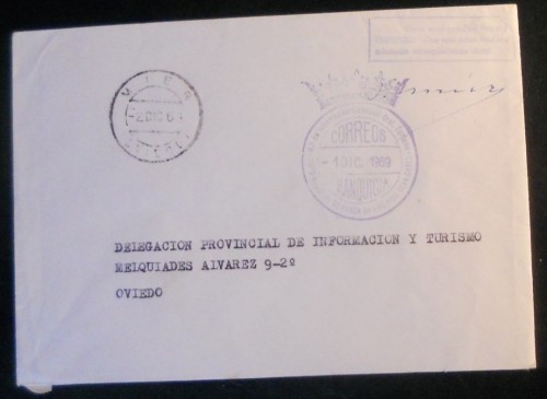 Franquicia correos  , distrito forestal , Oviedo , Asturias 1971