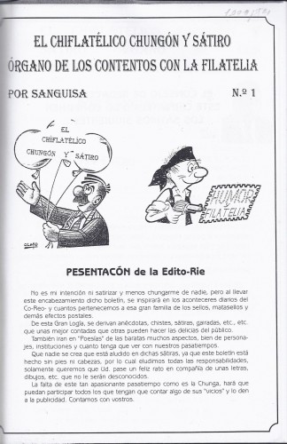 041. El Chiflatélico Chungón y Sátiro. Órgano de los Contentos por la Filatelia. N.º 1. Baja.jpg