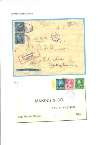 cartas con sellos americanos con sobrecarga GUAM,con el fechador circular eusado en el YOSEMITE