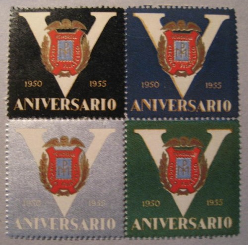 Viñetas del QUINTO Aniversario Club Filatelico 1955