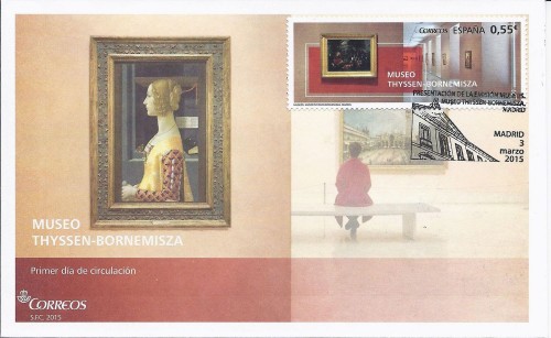 2015-03-03. Museos. Museo Thyssen-Bornemisza. Presentación. 07-04-2015. Sobre matasellado. Baja.jpg