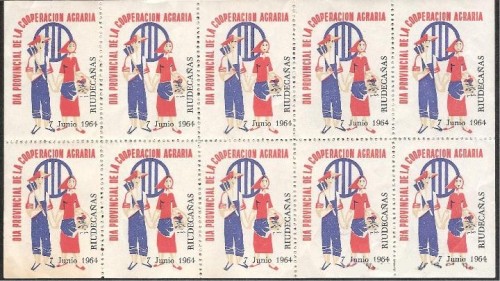 RIUDECANYES 1964. Cooperación agraria, hojita 10 ejemplares completa
