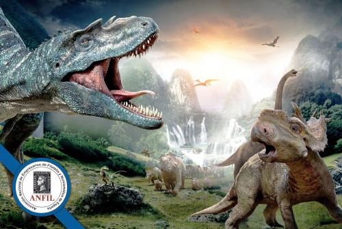 Madrid. 2015-05-07. XLVII Feria Nacional del Sello. Tarjeta postal. Dinosaurios. Anverso. Baja.jpg