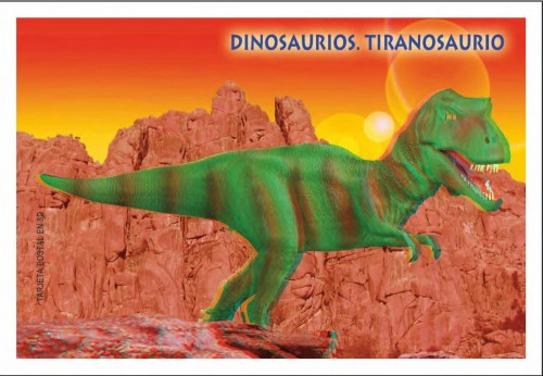 2015-05-07. Dinosaurios. Tiranosaurio. Tarjeta Entero Postal. Boceto. Reverso. Baja.jpg