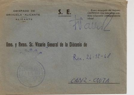 OBISPADO DE ORIHUELA-ALICANTE 1968