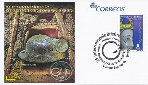 Essen. 2015-05-07 a 09. 25. Internationale Briefmarken-Messe. Andorra. Documento completo. Baja.jpg
