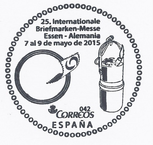 Essen. 2015-05-07 a 09. 25. Internationale Briefmarken-Messe. Matasellos. Baja.jpg