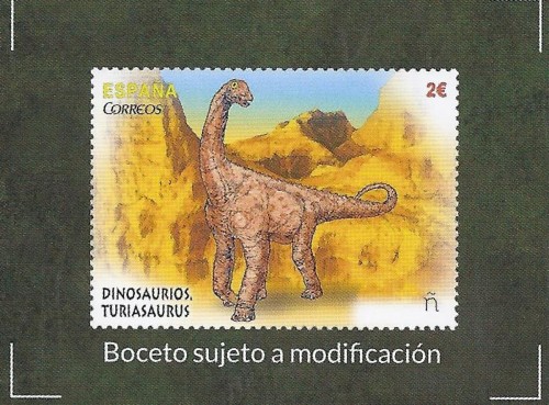 Dinosaurios. 2016. Turiasaurio. Boceto del año 2015. Sello. Baja.jpg
