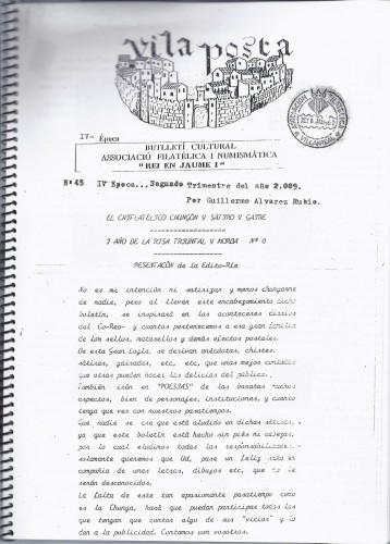 X22. Vilaposta. Butlletí Cultural Associació Filatélica i Numismática 'Rei en Jaume I'. IV Época. Segundo trimestre del año 2009. Nº 45. Baja.jpg