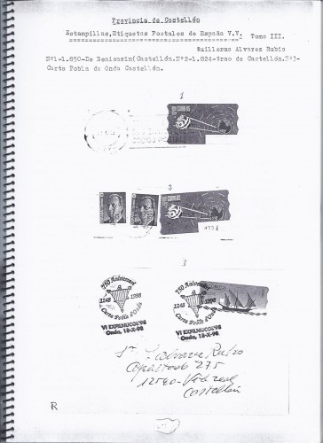 X27. Provincia de Castellón. Estampillas, Etiquetas Postales de España V.V. Tomo III. Baja.jpg