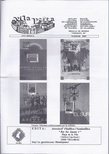 Vilaposta. Butlletí Cultural Associació Filatélica i Numismática 'Rei en Jaume I'. III Época. Tardor 2003. Baja.jpg
