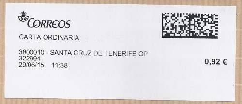 Etiqueta térmica digital. 3800010 - Santa Cruz de Tenerife OP. 322994. Carta ordinaria. 0,92. 4,1x9,9. 2015-06-29. 11.38.jpg