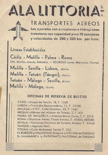 Novísimo Atlas. Geografía Postal de España. Ángel Carmona López. 1938. Anuncio de Ala Littoria con líneas y horarios. Baja.jpg