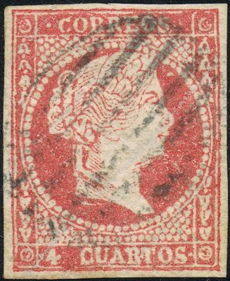 FALSO POSTAL TIPO IV FILIGRANA LÍNEAS CRUZADAS