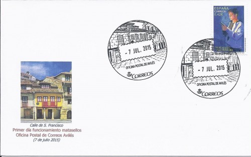 Matasellos turístico. Avilés. 2015-07-07. Carta completa de favor. Anverso. Baja.jpg