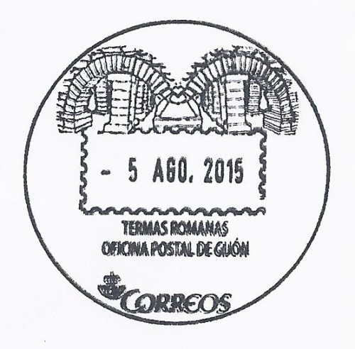 Matasellos turístico. Gijón. Termas Romanas. 2015-08-05. 1.jpg