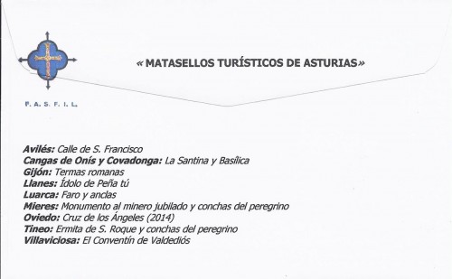 Matasellos turístico. Mieres. Mieres del Camino. 2015-07-14. Carta completa de favor. Reverso. Baja.jpg