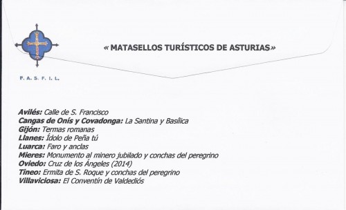 Matasellos turístico. Villaviciosa. San Salvador de Valdedios. 2015-07-06. Carta completa de favor. Reverso. Baja.jpg