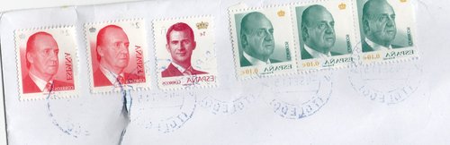 Sellos de la basica en el franqueo de la carta.