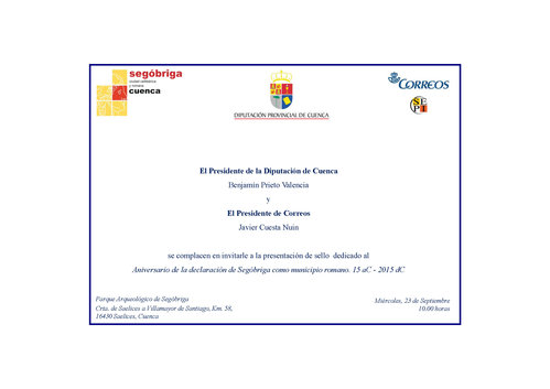 2015-09-23. Culturas antiguas. Aniversario declaración de Segóbriga como municipio romano. Presentación. 23-09-2015.jpg